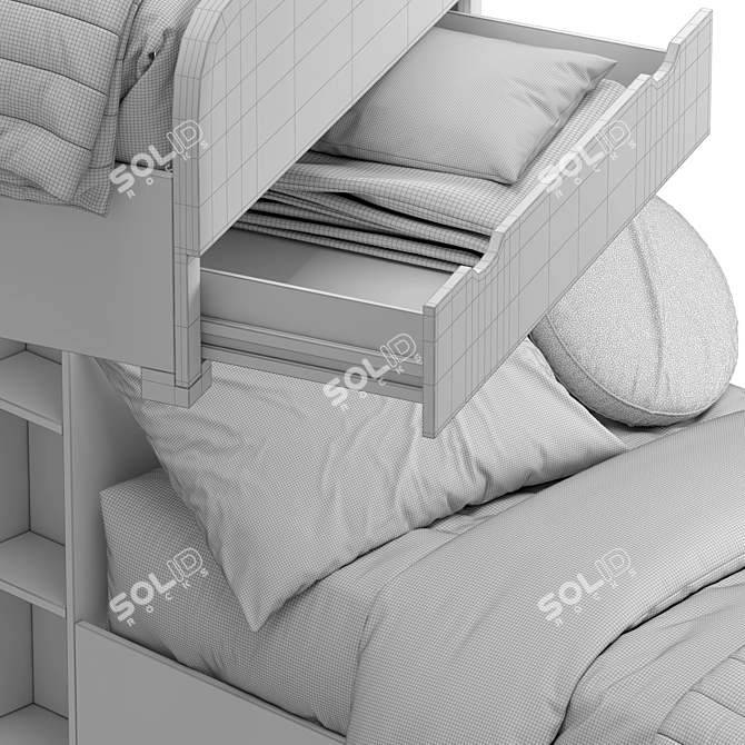 Woodland Kids Bed with Shelves 3D model image 7