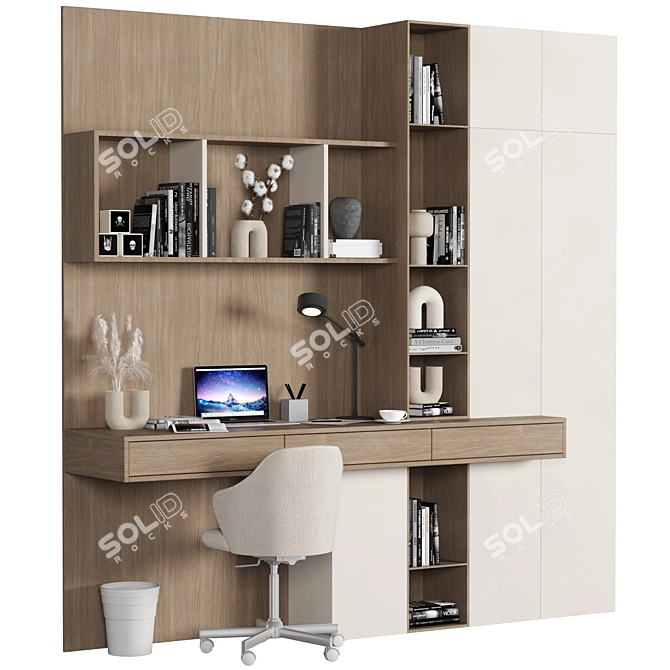 Modern Home Office Desk Furniture 3D model image 2