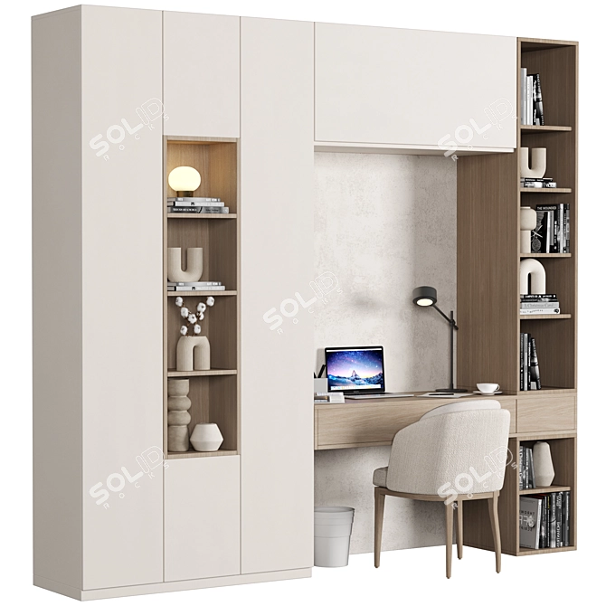 Modern Office Desk Set 015 3D model image 2