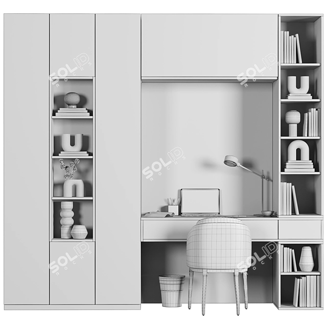 Modern Office Desk Set 015 3D model image 4