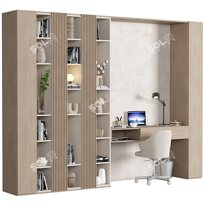 Modern Home Office Desk Set 3D model image 1