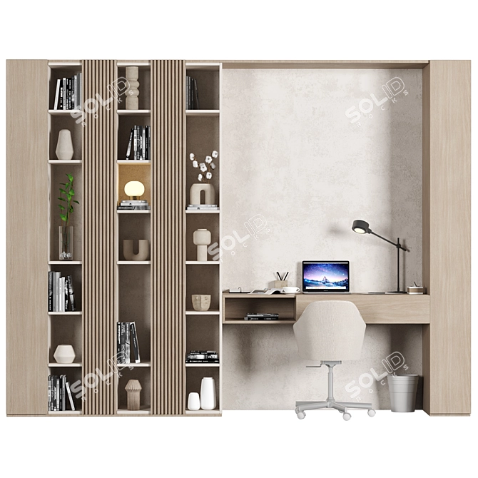 Modern Home Office Desk Set 3D model image 2