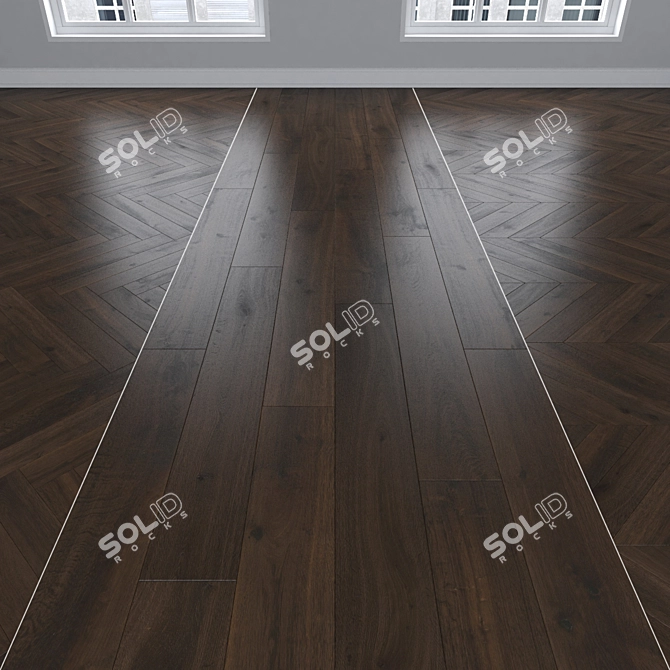 Oak Parquet Flooring Trio 3D model image 1