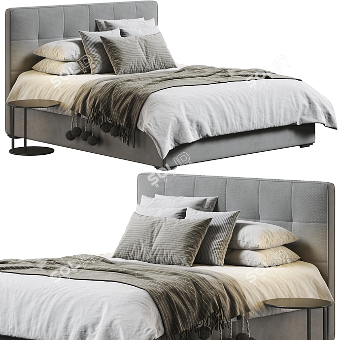 Modern 3D Bed Furniture Model 3D model image 1