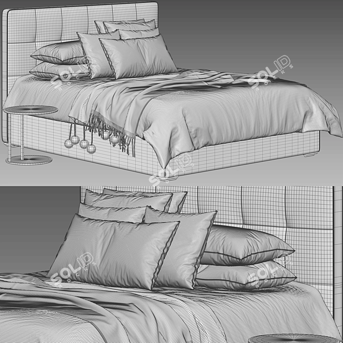 Modern 3D Bed Furniture Model 3D model image 3