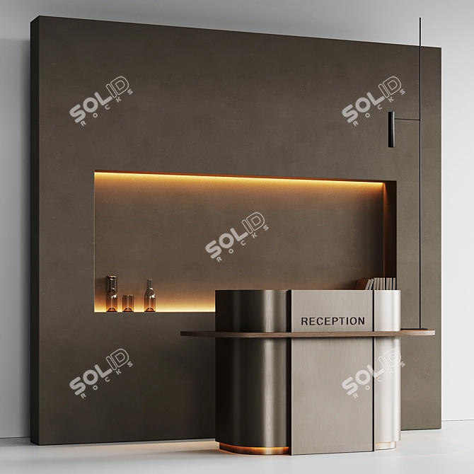 Metal Minimalist Reception Desk Set 3D model image 2