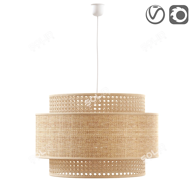 Rattan Double Shade Pendant Light 3D model image 1