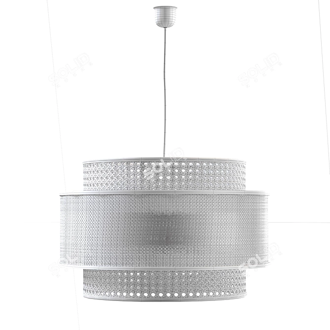 Rattan Double Shade Pendant Light 3D model image 2