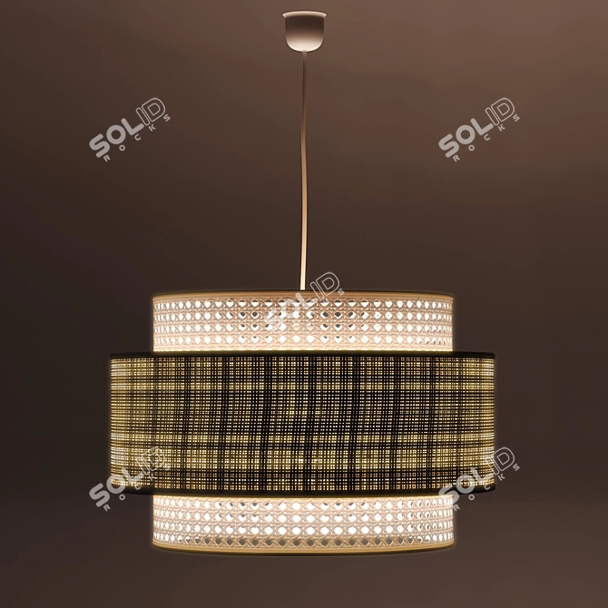 Rattan Double Shade Pendant Light 3D model image 4