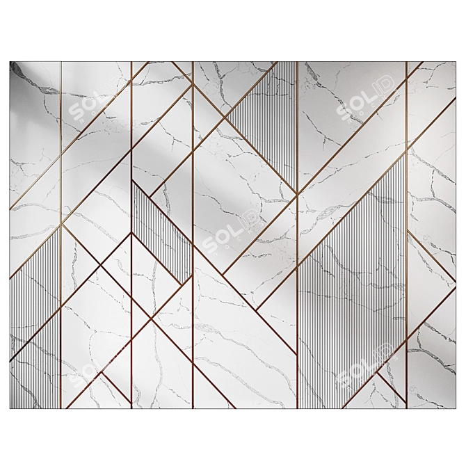 Modern Wooden Wall Panels Set 3D model image 1