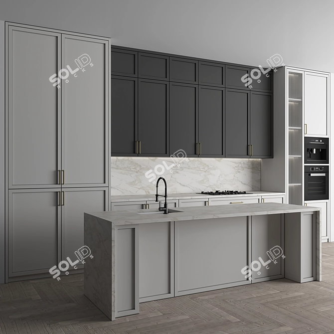 Modern Kitchen Set With Appliances 3D model image 1