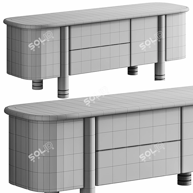 Sleek Modern Credenza 3D Model 3D model image 4