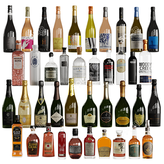 Versatile Alcohol Bottle Collection 3D model image 1