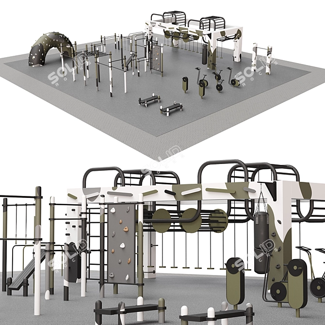 Workout Training Area 3D Model 3D model image 1