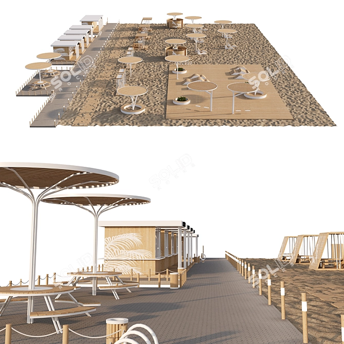 Park and Beach Elements Set 3D model image 4