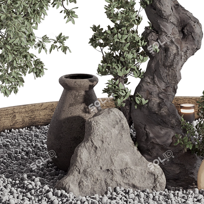 Vintage Olive Tree Patio Decor 3D model image 4