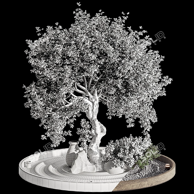 Vintage Olive Tree Patio Decor 3D model image 7