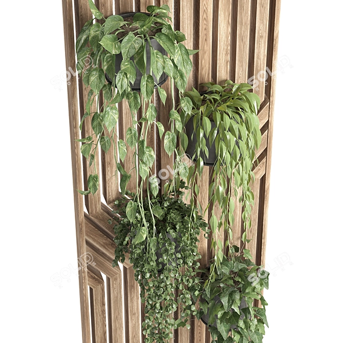 Wooden Wall Hanging Plant Stand 3D model image 2