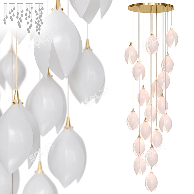 Elegant Magnolia Chandelier Design 3D model image 1