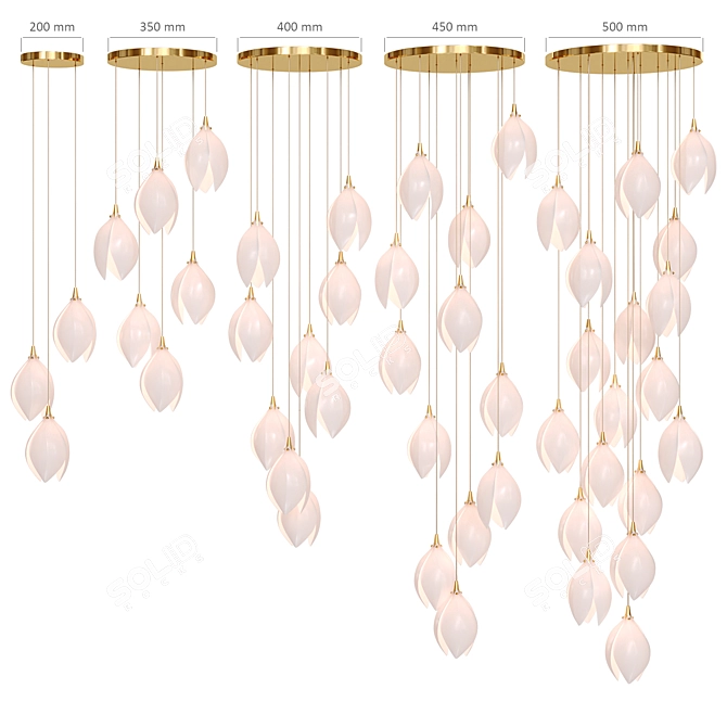 Elegant Magnolia Chandelier Design 3D model image 2