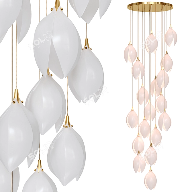 Elegant Magnolia Chandelier Design 3D model image 6