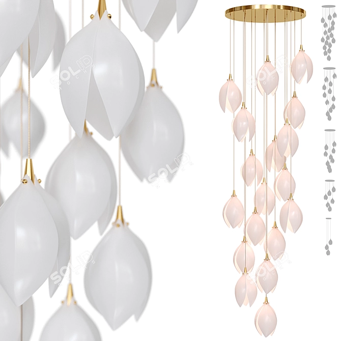Elegant Magnolia Chandelier Design 3D model image 8