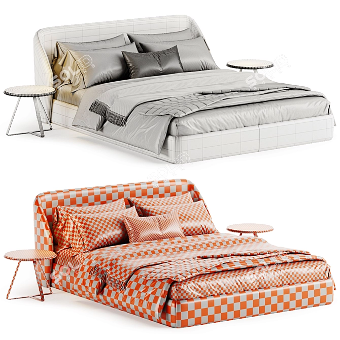 Elegant Modern Platform Bed Frame 3D model image 4