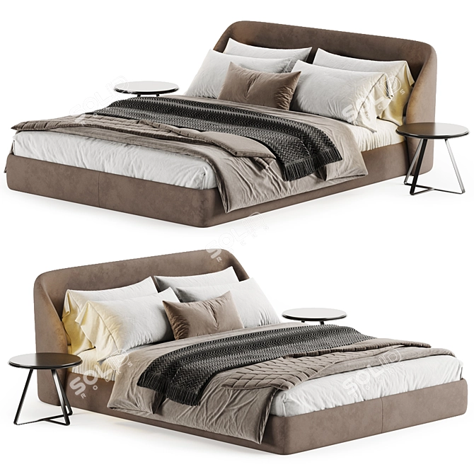 Elegant Modern Platform Bed Frame 3D model image 5