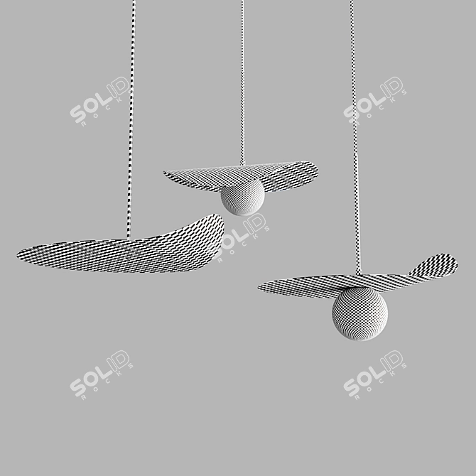 Sleek Metal Pendant Lamp. unique 3D model image 1