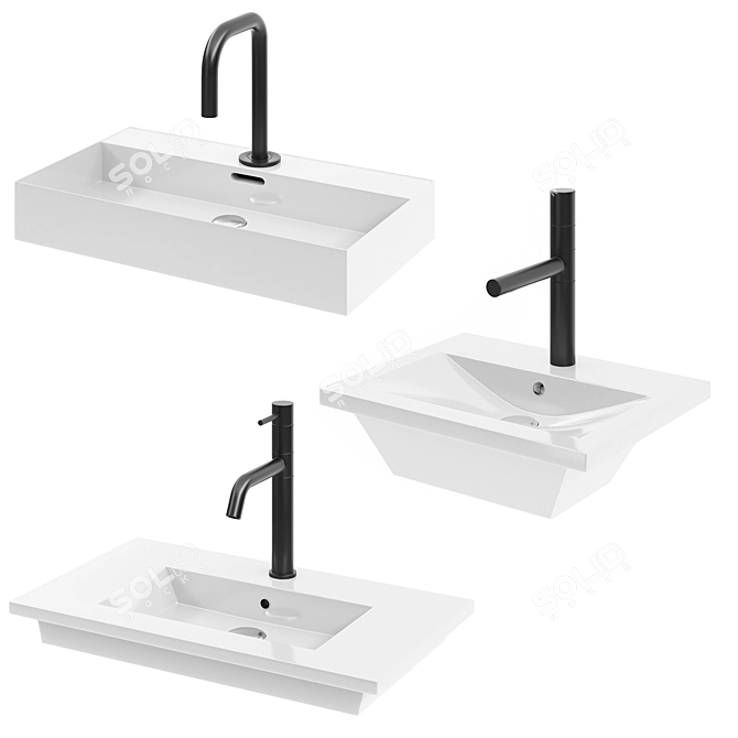 Variety of Franke Washbasins 3D model image 5