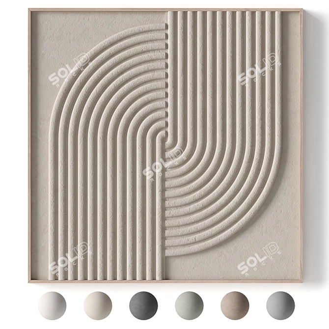 Stone Textured Relief Panel - 3D Wall Decor 3D model image 1