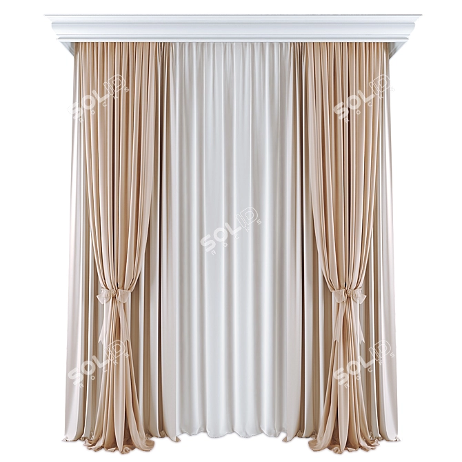 Elegant Window Curtains Set 3D model image 1