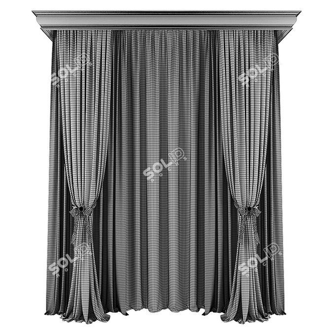 Elegant Window Curtains Set 3D model image 2