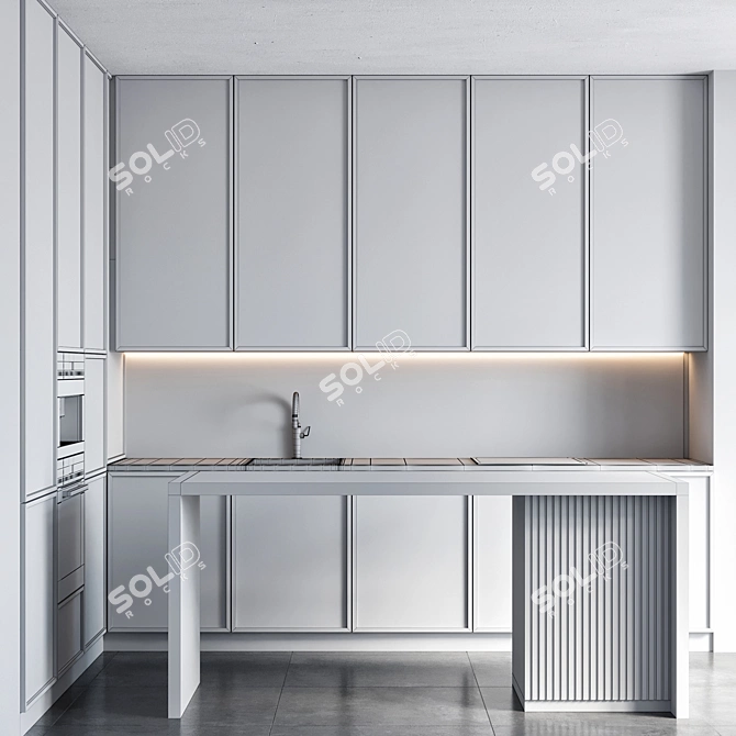 Spacious Modular Kitchen Unit 3D model image 5