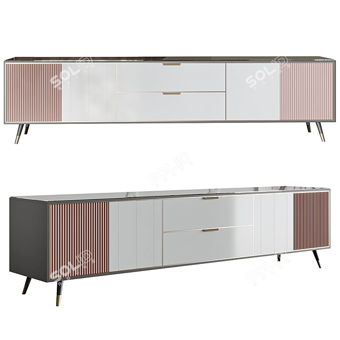 Sleek Marble TV Stand 3D model image 1