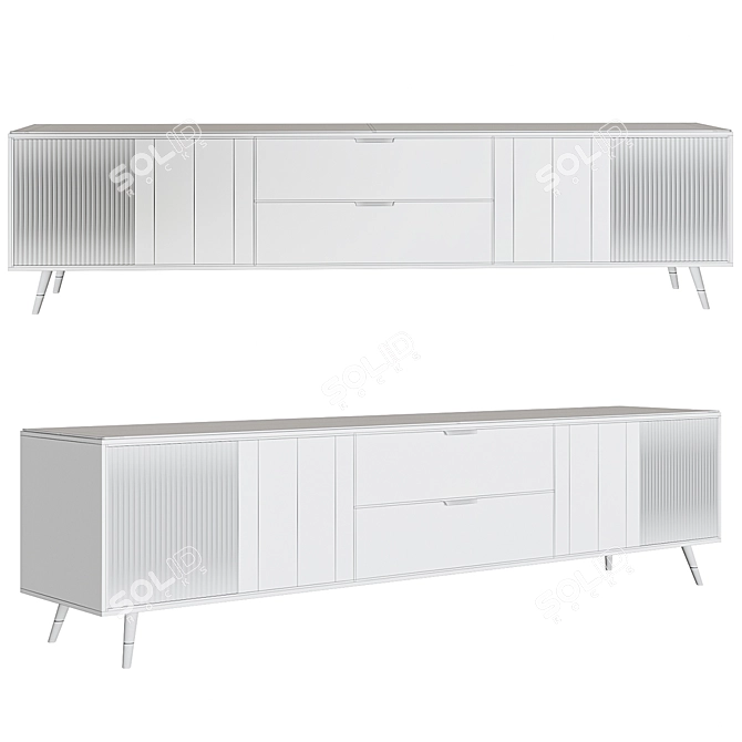 Sleek Marble TV Stand 3D model image 2