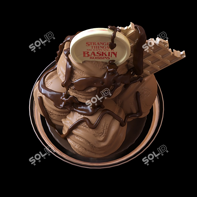 Decadent Hot Chocolate Ice Cream 3D model image 2