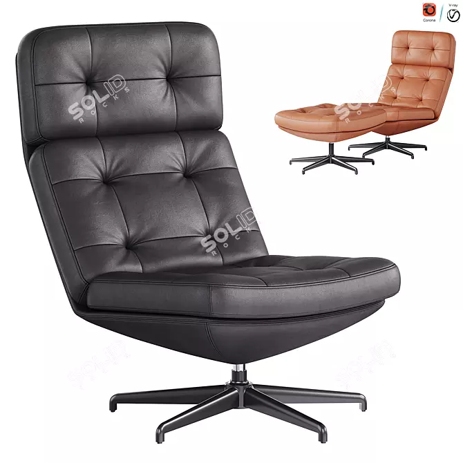 Elegant HAVBERG Armchair Set with Ottoman 3D model image 1