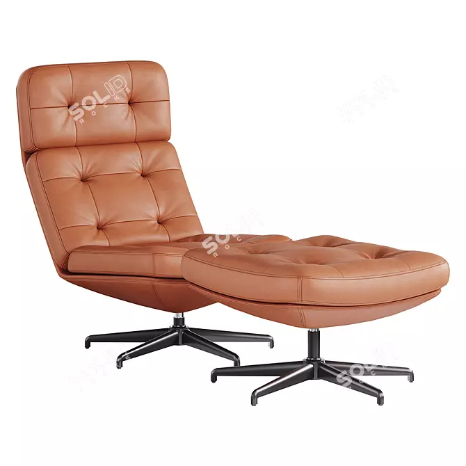 Elegant HAVBERG Armchair Set with Ottoman 3D model image 2