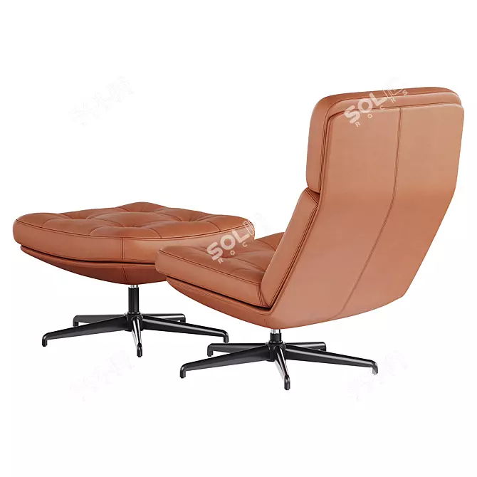 Elegant HAVBERG Armchair Set with Ottoman 3D model image 3