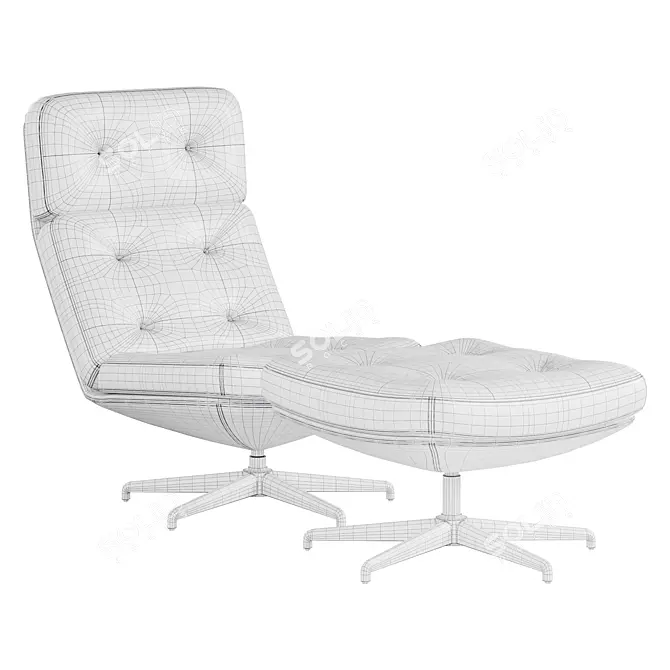 Elegant HAVBERG Armchair Set with Ottoman 3D model image 4