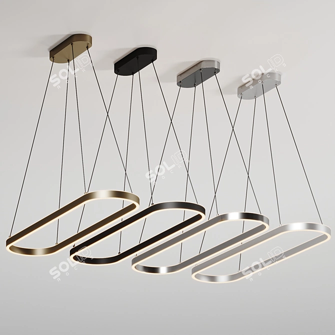 Modern Linear LED Suspension Light 3D model image 4