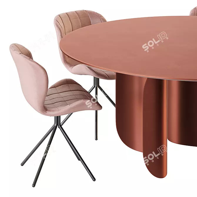 Modern Round Table and Chair 3D model image 2