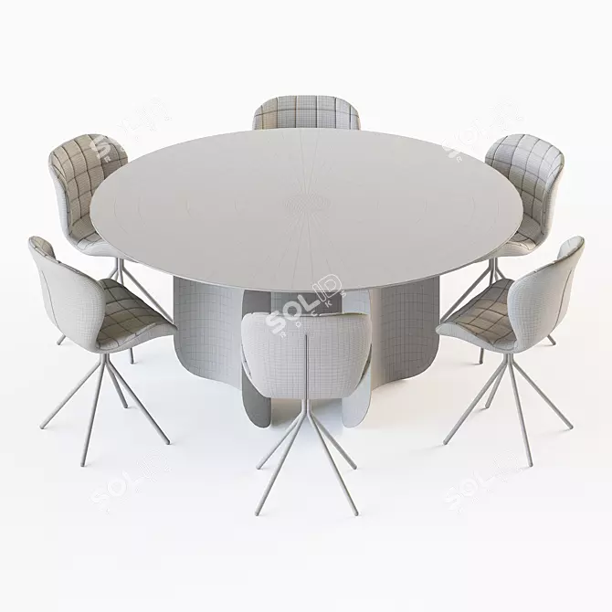 Modern Round Table and Chair 3D model image 3