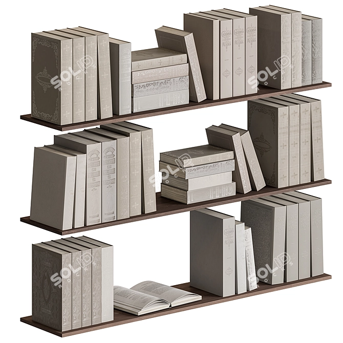 Vintage Beige Book Set 3D model image 1