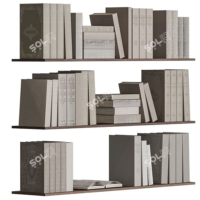 Vintage Beige Book Set 3D model image 2