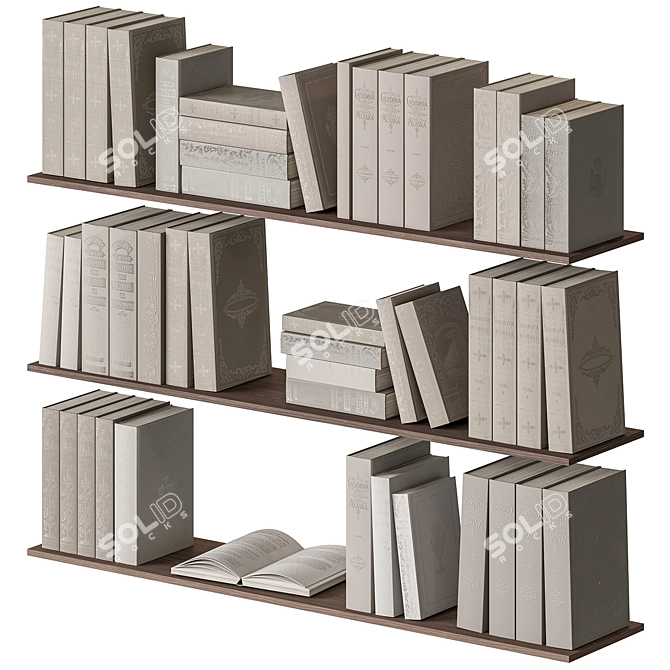 Vintage Beige Book Set 3D model image 3