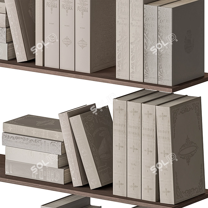 Vintage Beige Book Set 3D model image 5