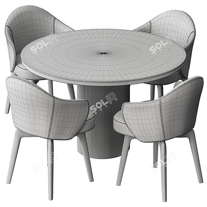 Elegant Round Dining Table Set 3D model image 5