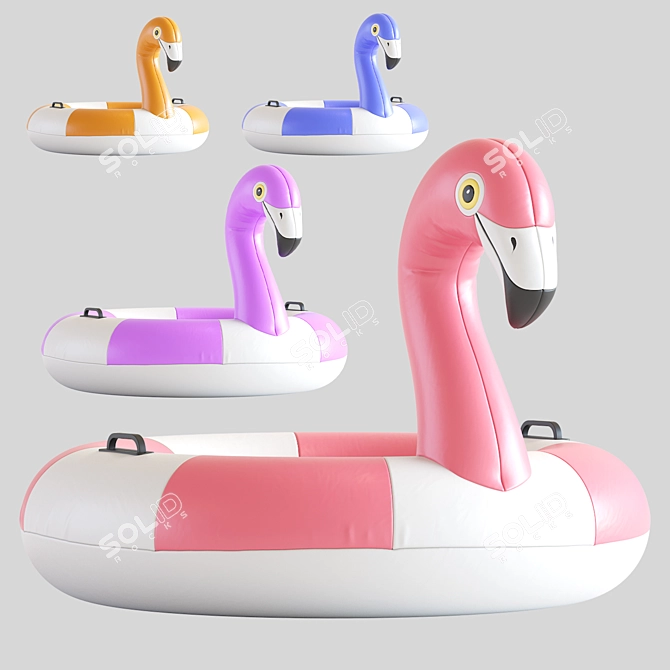 Inflatable Pink Flamingo Pool Float 3D model image 1